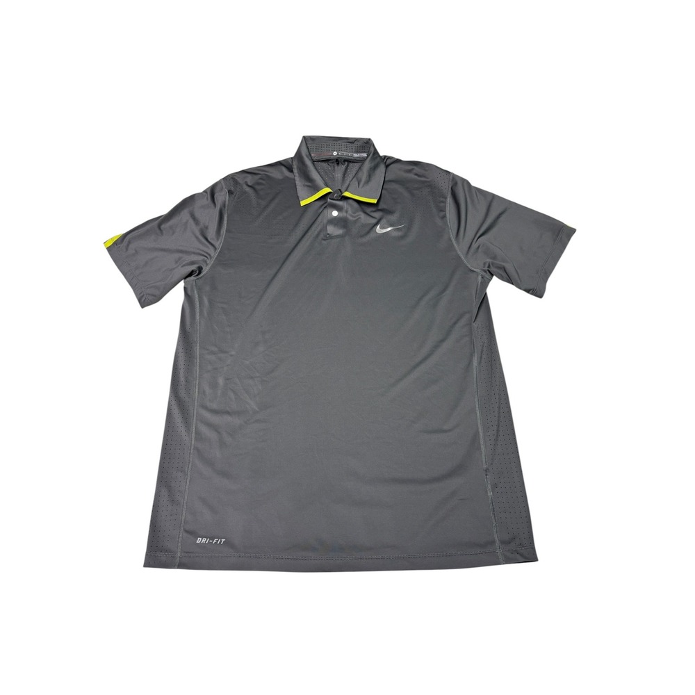 Nike Tiger Woods Collection Dri-FIT Golf Polo Shirt‎ Gray Neon 585783-019 Mens M